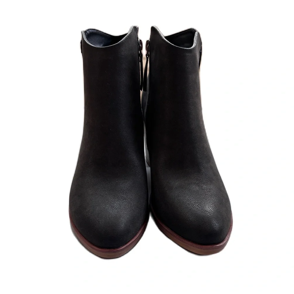 MIA Barby Bootie Black Brushed‎ Block Heel Ankle Boots Size 9